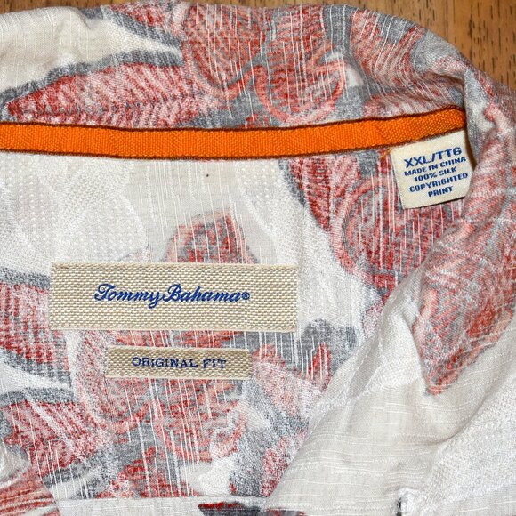 Tommy Bahama Short Sleeve Reverse Pattern Silk Button Up Shirt Sz XXL - Picture 4 of 5